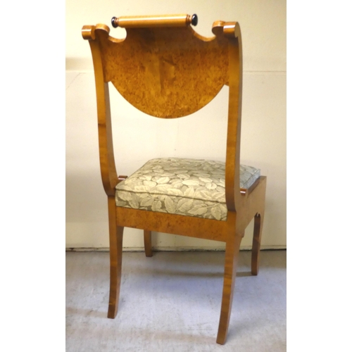 83 - Chairs: to include a modern Biedermeier style, maple finished bedroom chair, raised on splayed legs