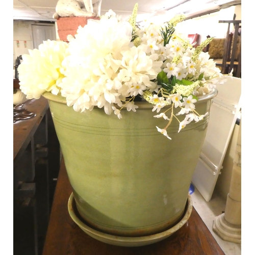 85 - A green glazed stoneware planter  16