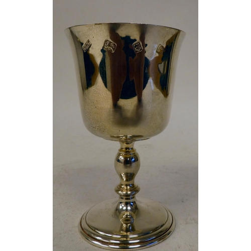 95 - A silver pedestal goblet with a bell shape bowl, on a domed foot  London 1972  5