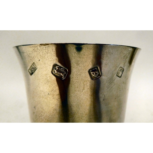 95 - A silver pedestal goblet with a bell shape bowl, on a domed foot  London 1972  5