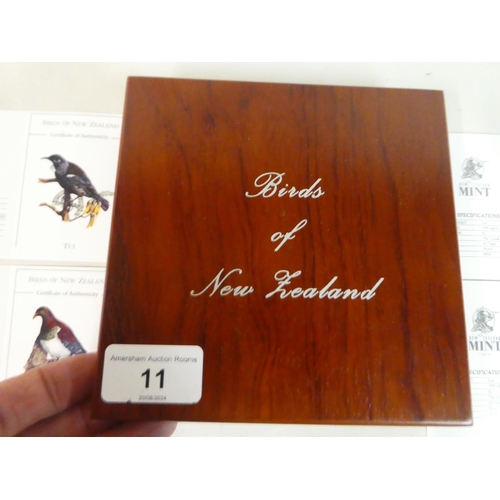 11 - A New Zealand Mint 'Birds of New Zealand' four silver proof coin set  cased