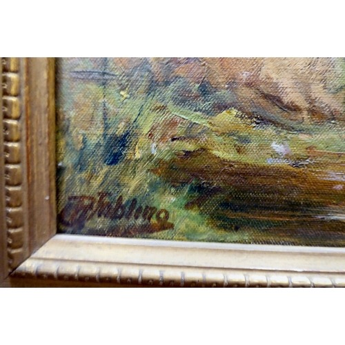 128 - Robert Jobling - cattle grazing in a woodland landscape  oil on canvas  bears a signature  15.5