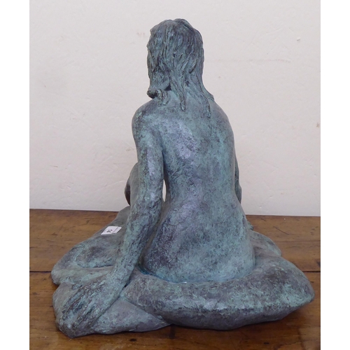 14 - A modern cast bronze figure, a seated nude  11