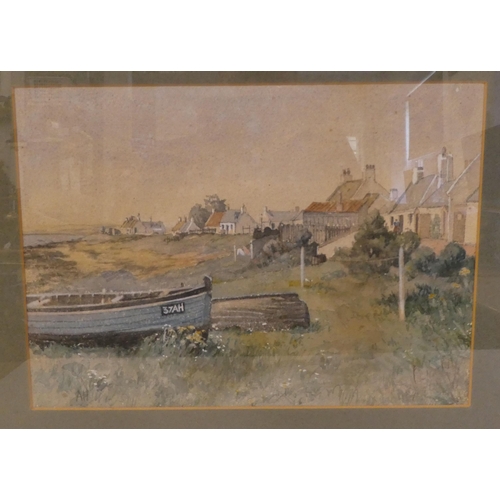 151 - Pictures: to include Andrew Hamilton - a study of Westhaven, Fife  watercolour  bears a la... 