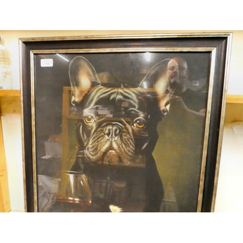 155 - A humorous study, a French bulldog beside a wine glass  coloured print 27