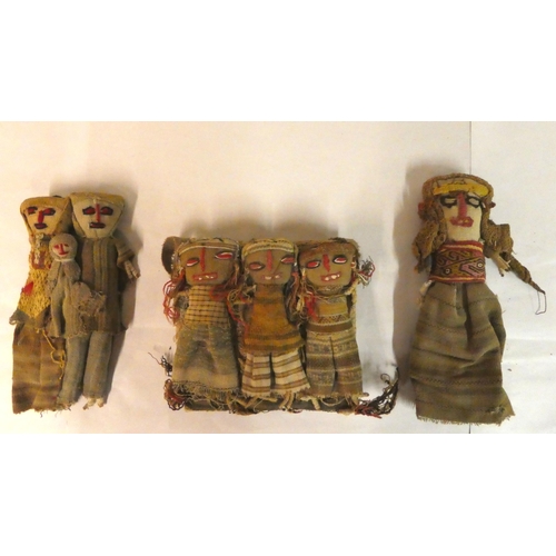 156 - Peruvian Chancay burial rag dolls  largest 9
