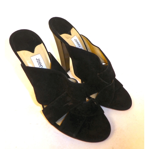 194 - Two pairs of Jimmy Choo sandals, one in black suede, the other with red heels  both size 39