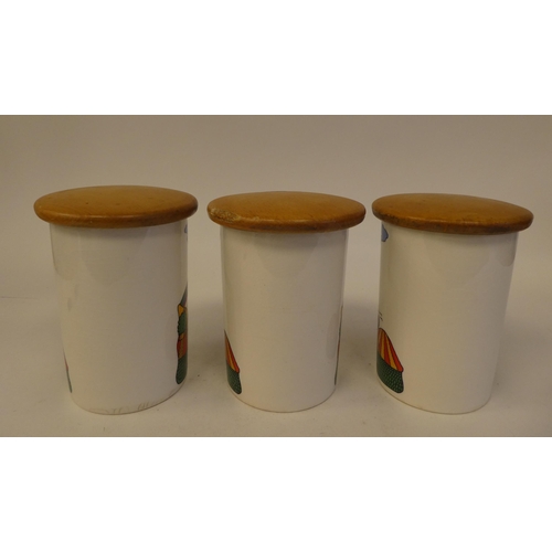 200 - Three Crown Devon china Country Lane pattern kitchen cannisters, designed by Robin Cody  compri... 