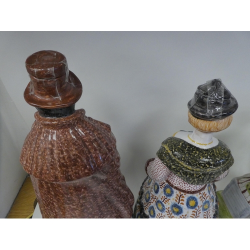 201 - Portuguese pottery figures: to include a man wearing a frock coat  16