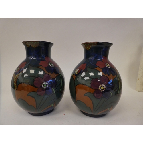 205 - Ceramics: to include a pair of Decoro pottery vases, decorated with flora  8