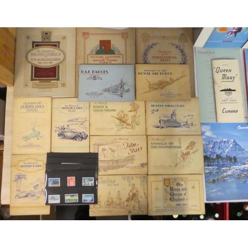 216 - Printed ephemera: to include vintage Cunard related items; and various John Player & Sons cigare... 