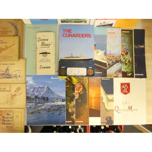 216 - Printed ephemera: to include vintage Cunard related items; and various John Player & Sons cigare... 