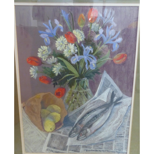 24 - Elaine Butler - 'Mixed Items on a Table'  pastel  bears a label verso  20