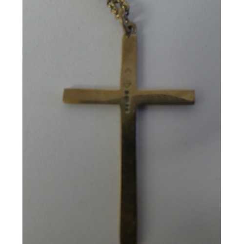 3 - 9ct gold jewellery: to include a pendant cross and chain