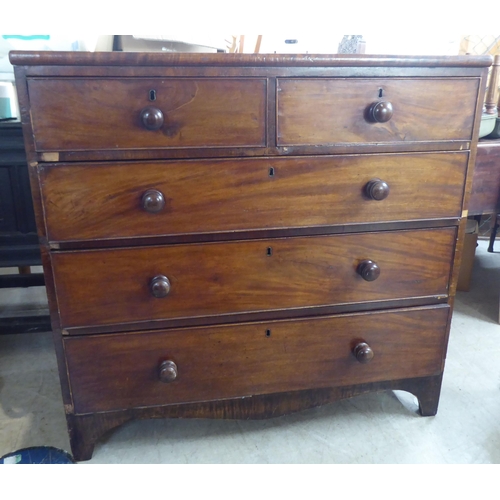 326 - A mid 19thC mahogany five drawer dressing chest, raised on bracket feet  41