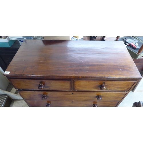 326 - A mid 19thC mahogany five drawer dressing chest, raised on bracket feet  41