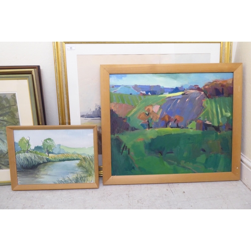 33 - Framed pictures: to include works by Aubrey Phillips  watercolours  largest 20