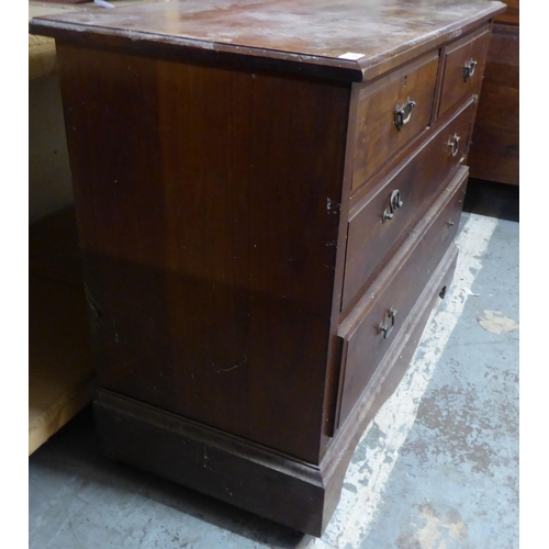 338 - An early 20thC mahogany four drawer dressing chest, raised on bracket feet  33