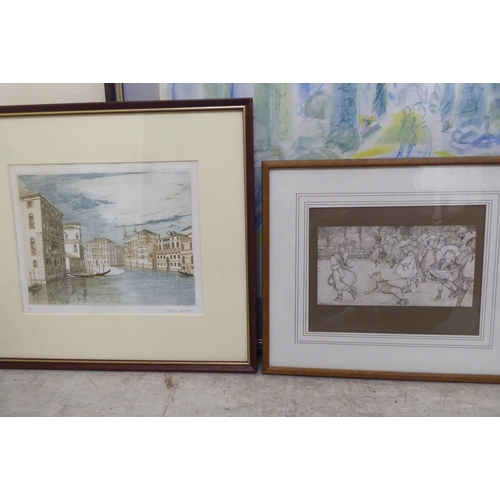 345 - Framed pictures and prints: to include a Venetian study    6