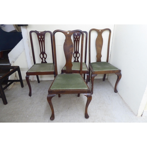 346 - Twelve various 19th/20thC dining chairs: to include two mahogany splat back, open arm examples, rais... 