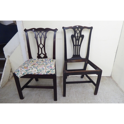 346 - Twelve various 19th/20thC dining chairs: to include two mahogany splat back, open arm examples, rais... 