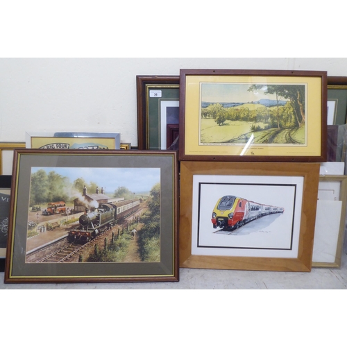 36 - Mainly railway themed prints  largest 12