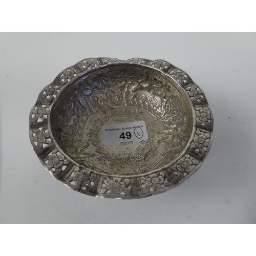49 - A possibly Indian, white metal bowl  5
