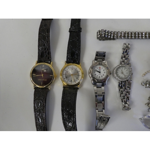 53 - Costume jewellery; and variously cased and strapped wristwatches