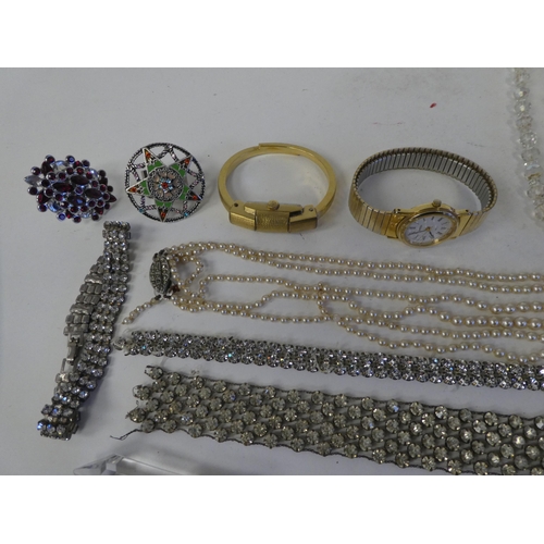 53 - Costume jewellery; and variously cased and strapped wristwatches