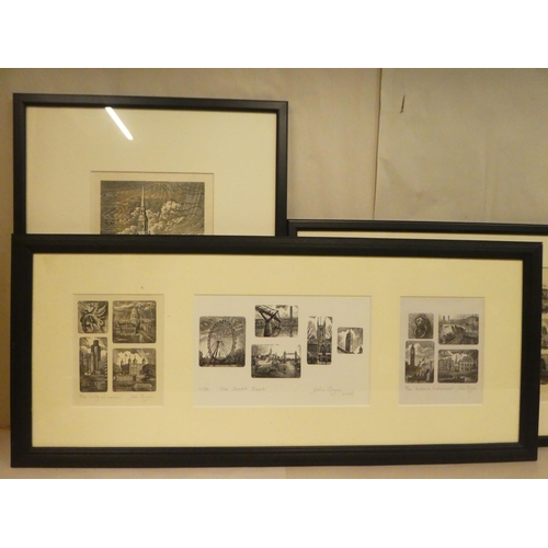 54 - After John Bryce - five monochrome titled prints  bearing pencil signatures  mixed sizes&n... 