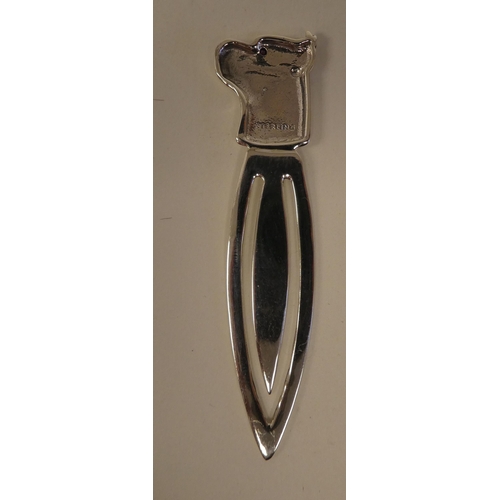 96 - A Sterling silver page marker, fashioned as a dog's head