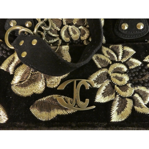 114 - A Just Cavalli oversize brown fabric bag, decorated with gold coloured thread; and Salvatore Ferraga... 