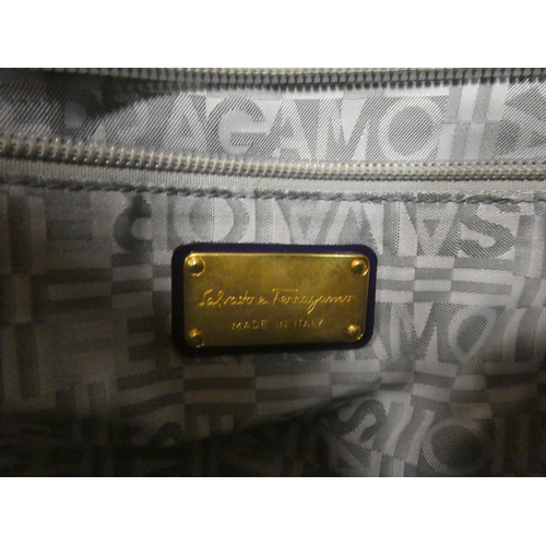 114 - A Just Cavalli oversize brown fabric bag, decorated with gold coloured thread; and Salvatore Ferraga... 