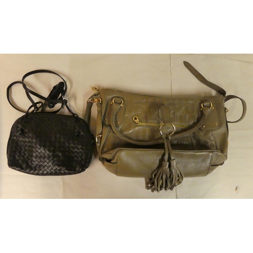 118 - A Bottega Veneta woven black leather shoulder bag with a dust cover; and a Marc by Marc Jacobs dark ... 