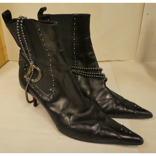 127 - Two pairs of Dior black leather ankle boots  size 39 & 40