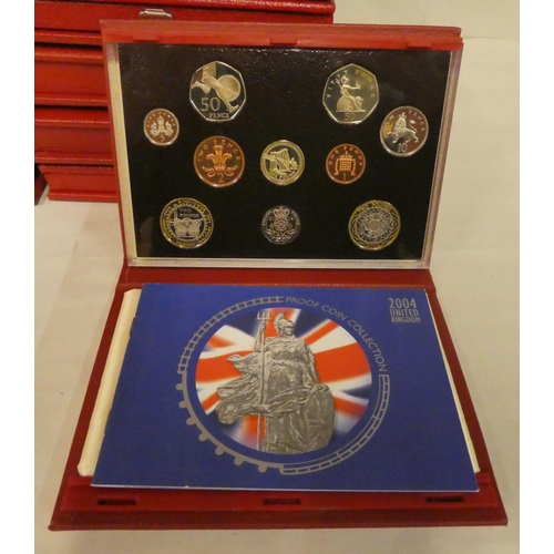 13 - Twenty-five Royal Mint complete cased year proof coin sets: to include 1984