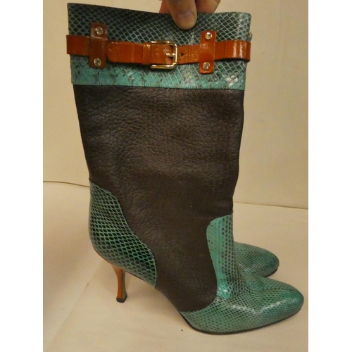 130 - A pair of Dolce & Gabbana multi-coloured boots  size 40 with a dust cover; and a pair of Fe... 