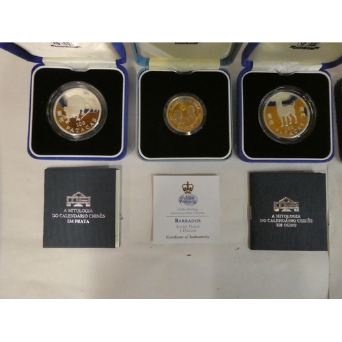 28 - Eight variously themed silver proof coins  boxed