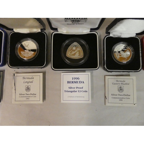 28 - Eight variously themed silver proof coins  boxed