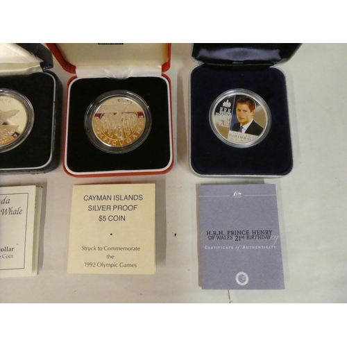 29 - Eight variously themed silver proof coins  boxed
