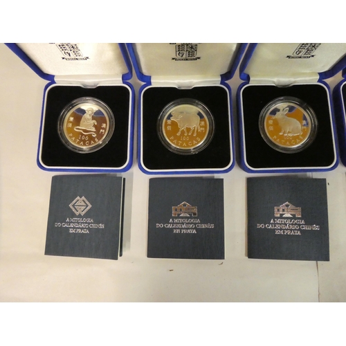 31 - Eight variously themed silver proof coins  boxed