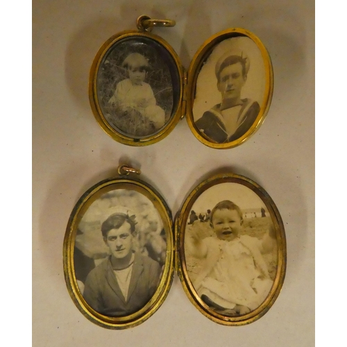 317 - Yellow metal items of personal ornament: to include two oval lockets