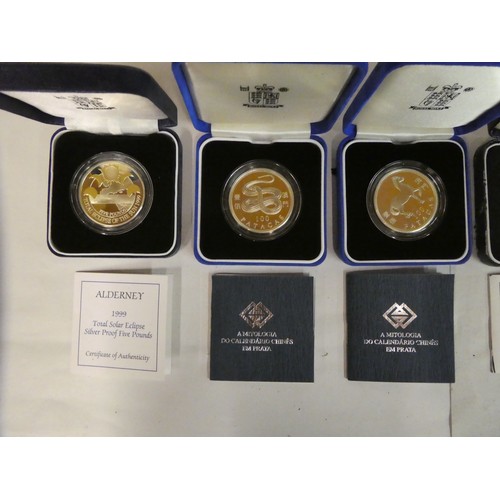 26 - Eight variously themed silver proof coins  boxed