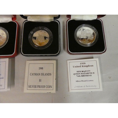 27 - Eight variously themed silver proof coins  boxed