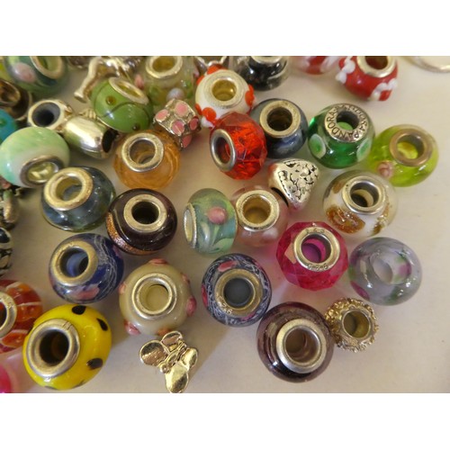 50 - Pandora style coloured bead charms