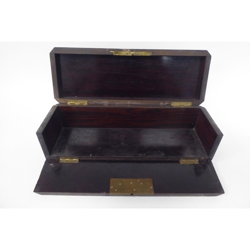 15 - A late 19thC rosewood and inlaid brass glove box; and a collection of modern wrist and pocket watche... 