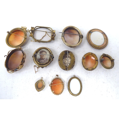 2 - Costume jewellery: to include yellow metal framed cameo brooches