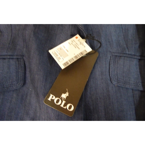 27 - A Polo blue/navy herringbone blazer; and a Polo navy twill blazer  both size 10 with labels