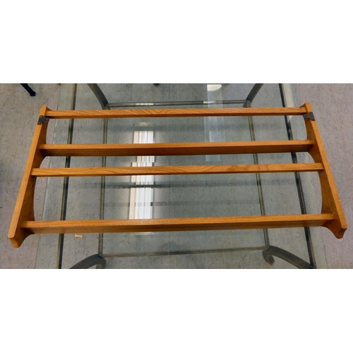 An Ercol two tier beech and elm hanging plate rack 19