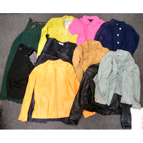 67 - Ladies jackets: to include a Chelsea Bukik pale green leather blouse; a Miss Cassidy black leather e... 